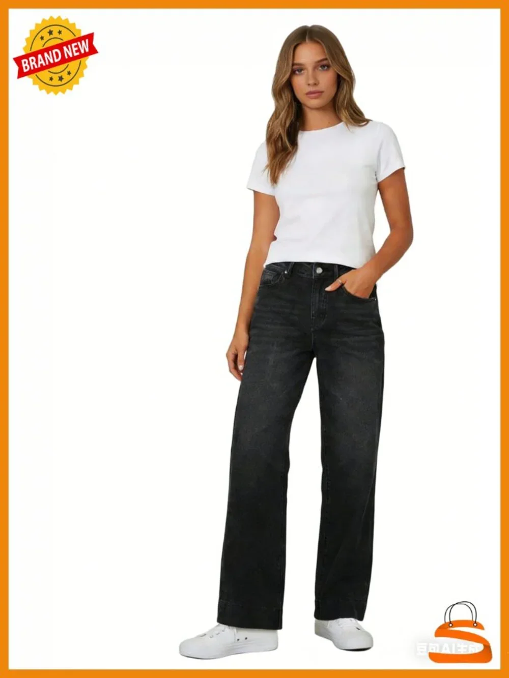 High Waisted Wide Leg Stretchy Baggy Denim Jeans